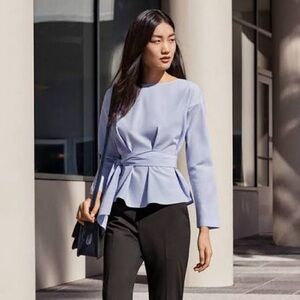 Uniqlo Wrap/Cache-Coeur Blue Women's Top